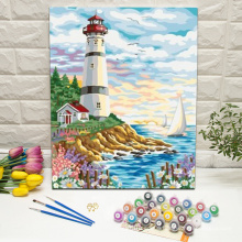 The lighthouse DIY wall art paint by numbers on framed canvas